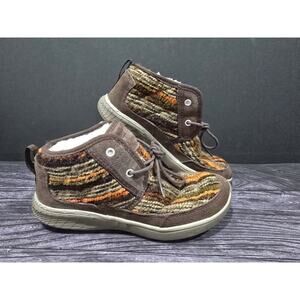 Merrell Pechora Mid Bootie Womens Size 6.5 Sherpa Lined Gray Multicolor Boho EUC